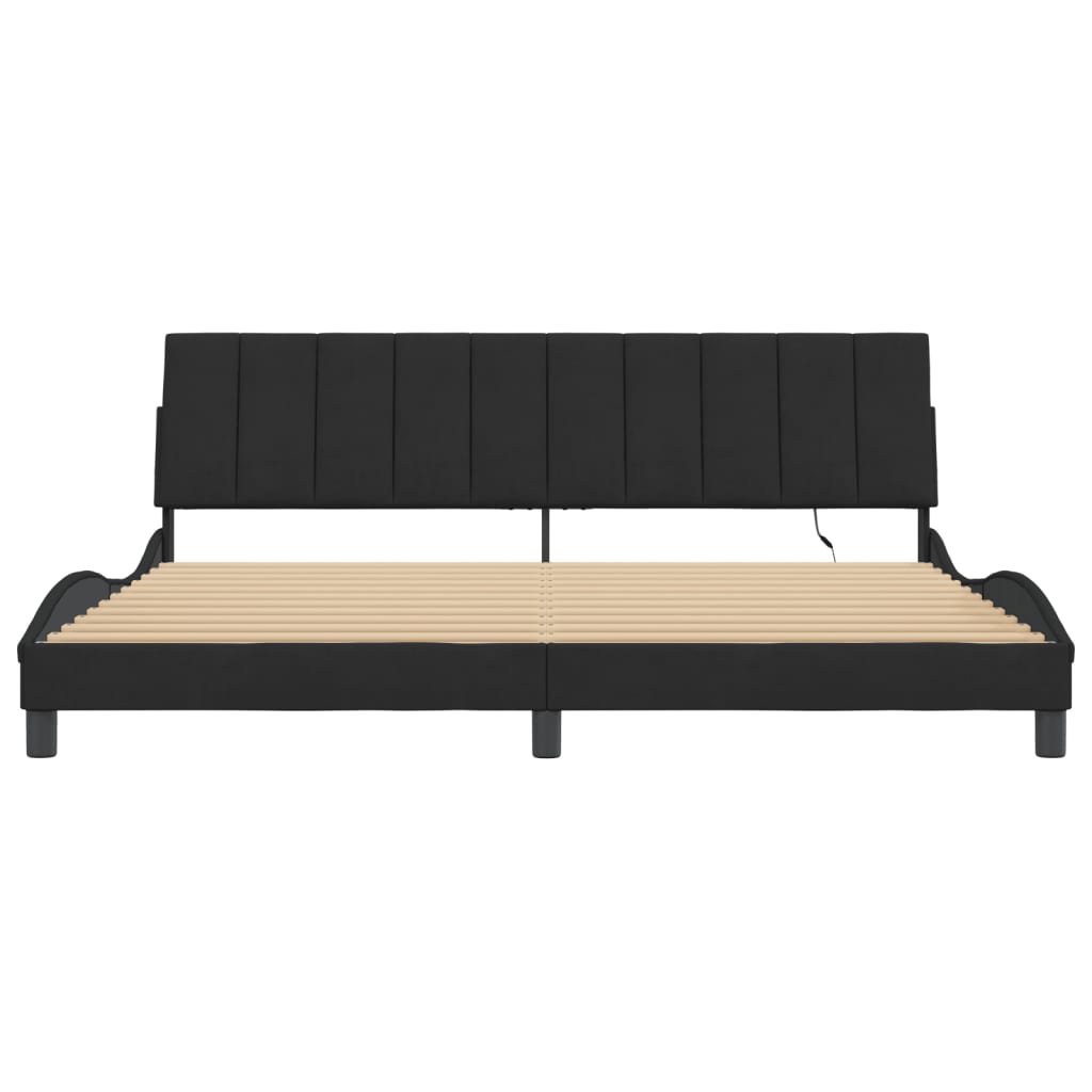 Giroletto con LED senza Materasso Hanko Nero 200x200 cm Velluto