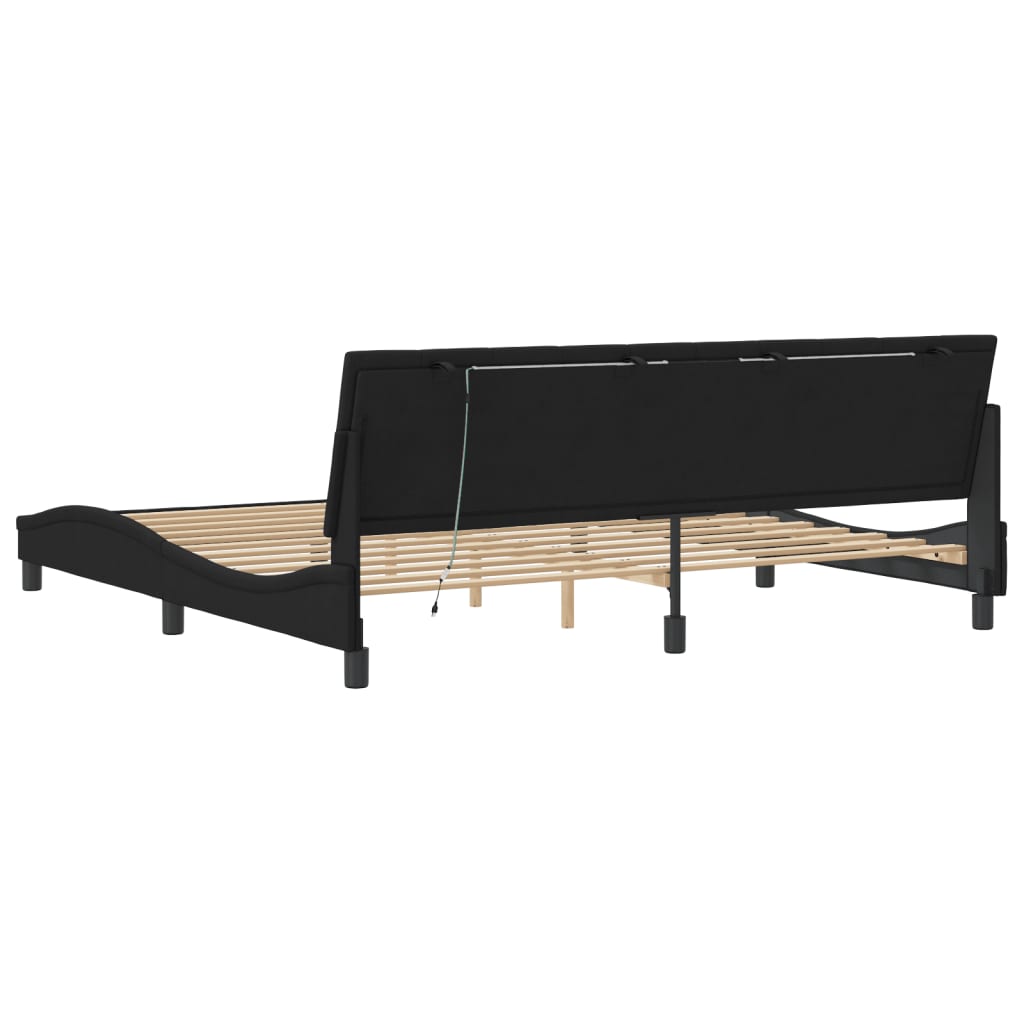 Giroletto con LED senza Materasso Hanko Nero 200x200 cm Velluto