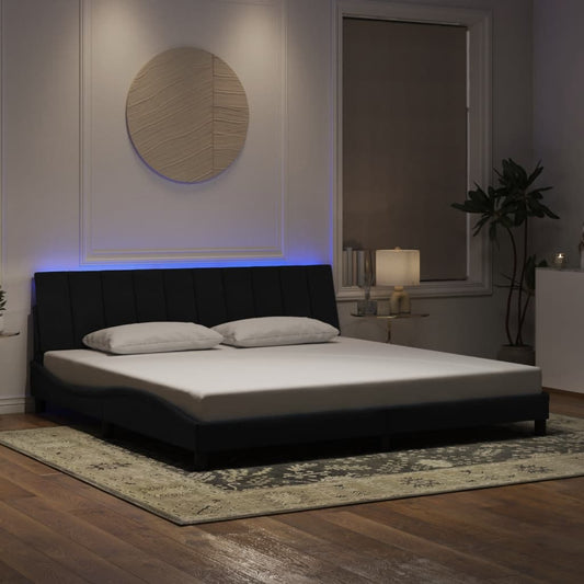 Giroletto con LED senza Materasso Hanko Nero 200x200 cm in Velluto - homemem39