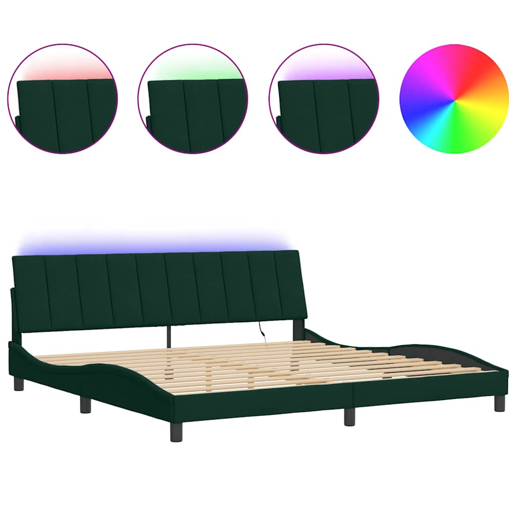Giroletto con LED senza Materasso Hanko Verde Scuro 200x200 cm