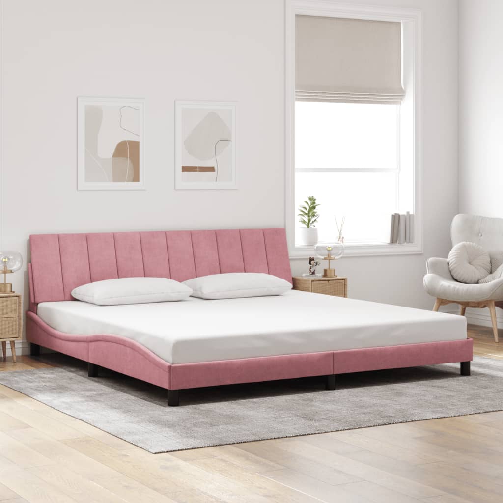 Giroletto con LED senza Materasso Hanko Rosa 200x200 cm Velluto