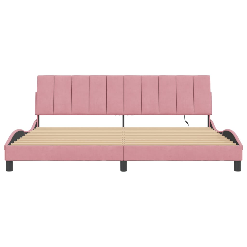 Giroletto con LED senza Materasso Hanko Rosa 200x200 cm Velluto