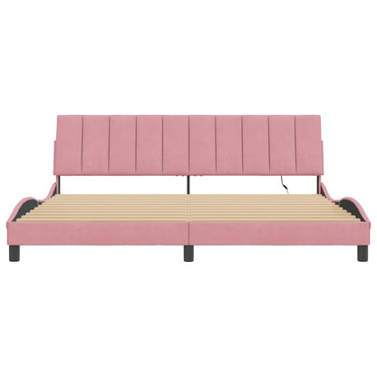 Giroletto con LED senza Materasso Hanko Rosa 200x200 cm Velluto