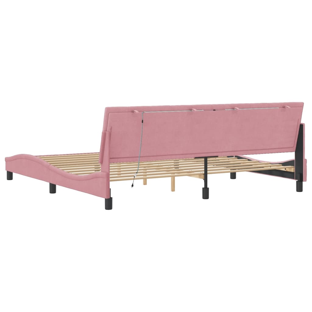Giroletto con LED senza Materasso Hanko Rosa 200x200 cm Velluto