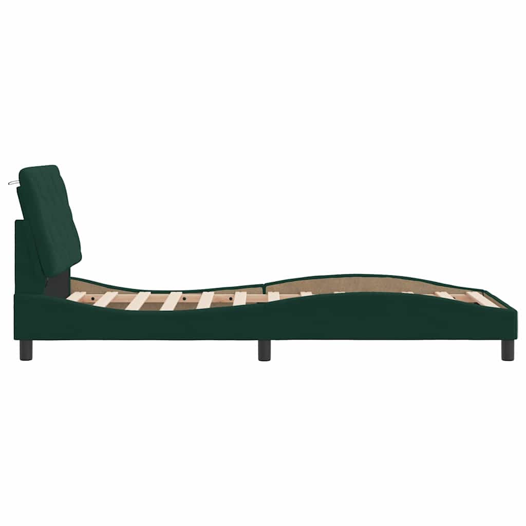 Giroletto con LED senza Materasso Verde Scuro 80x200 cm Velluto