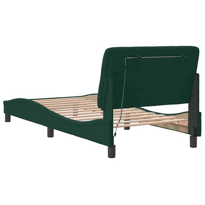 Giroletto con LED senza Materasso Verde Scuro 80x200 cm Velluto