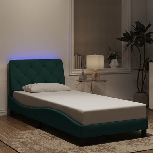 Giroletto con LED senza Materasso Verde Scuro 80x200 cm in Velluto - homemem39