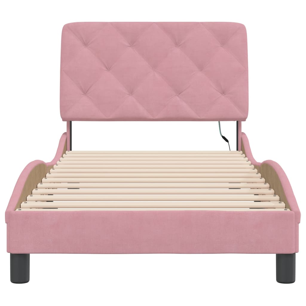 Giroletto con LED senza Materasso Rosa 80x200 cm in Velluto