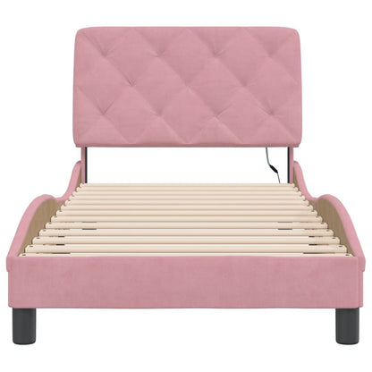 Giroletto con LED senza Materasso Rosa 80x200 cm in Velluto