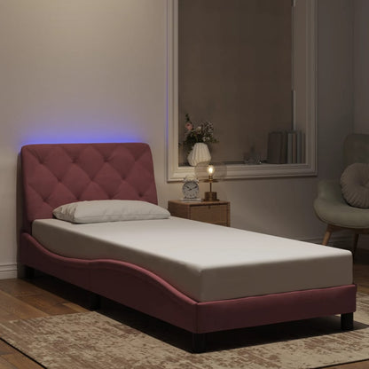 Giroletto con LED senza Materasso Rosa 80x200 cm in Velluto
