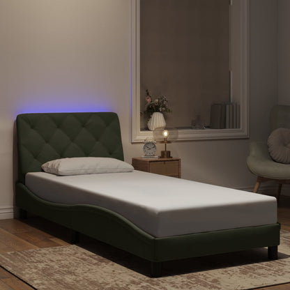 Giroletto con Luci LED Grigio Chiaro 90x190 cm in Velluto