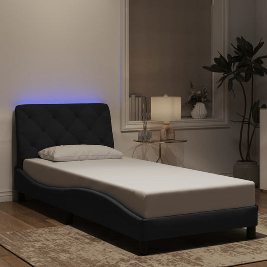 Giroletto con LED senza Materasso Nero 90x190 cm in Velluto