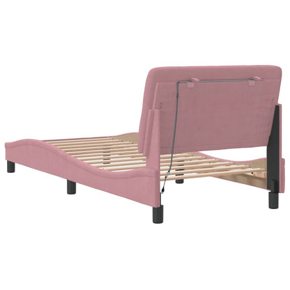 Giroletto con LED senza Materasso Rosa 90x190 cm in Velluto