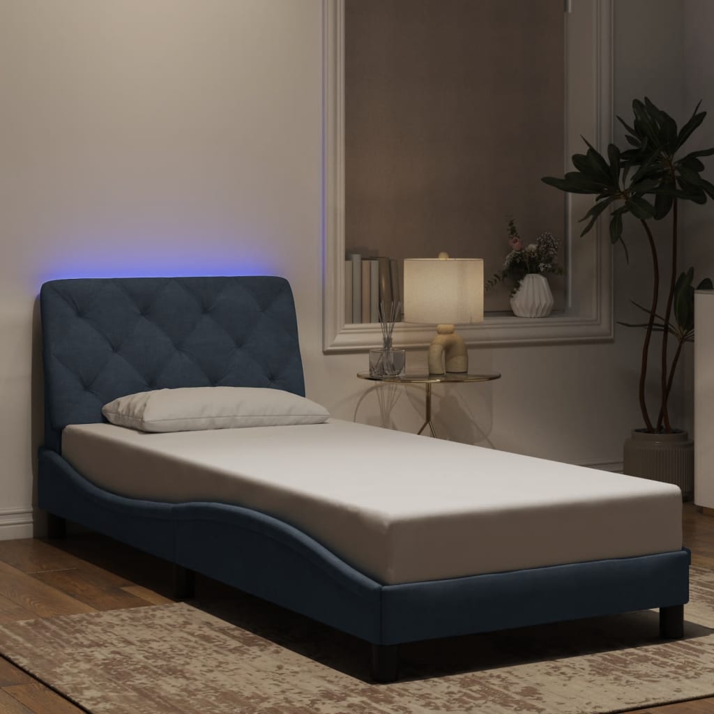 Giroletto con LED senza Materasso Grigio Scuro 90x200cm Velluto