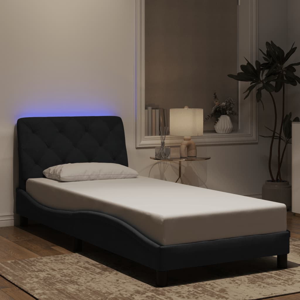 Giroletto con LED senza Materasso Nero 90x200 cm in Velluto
