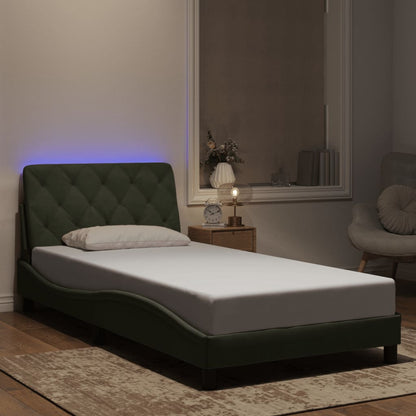 Giroletto con LED senza Materasso Grigio Chiaro 100x200 cm in Velluto