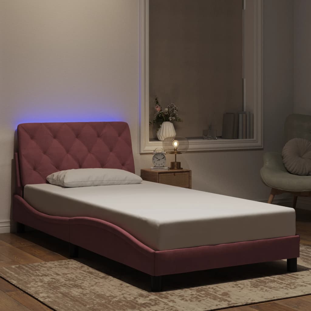 Giroletto con LED senza Materasso Rosa 100x200 cm in Velluto - homemem39
