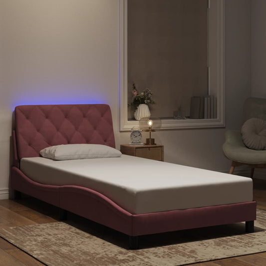 Giroletto con LED senza Materasso Rosa 100x200 cm in Velluto - homemem39