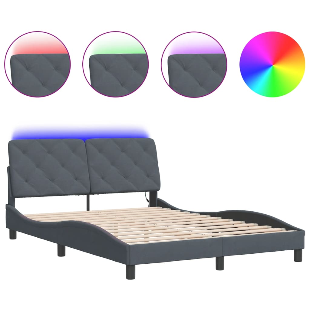 Giroletto con LED senza Materasso Grigio Scuro 120x200 cm