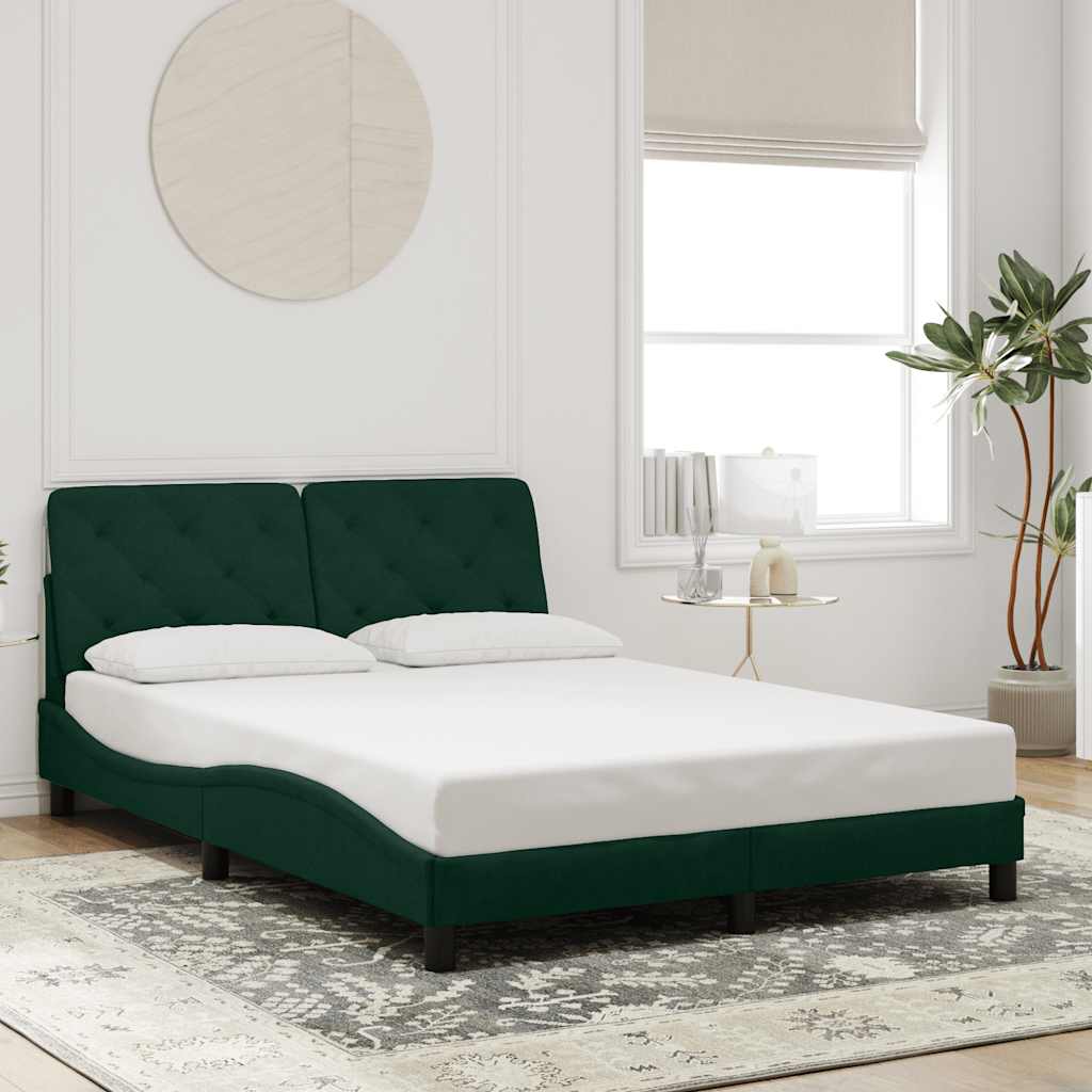 Giroletto con LED senza Materasso Verde Scuro 120x200cm Velluto