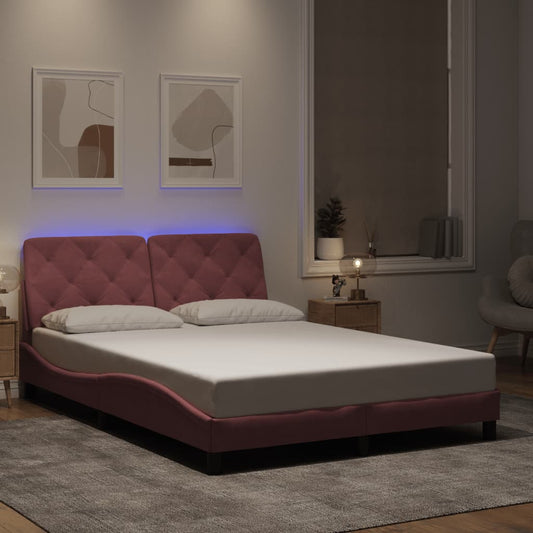 Giroletto con LED senza Materasso Rosa 120x200 cm in Velluto