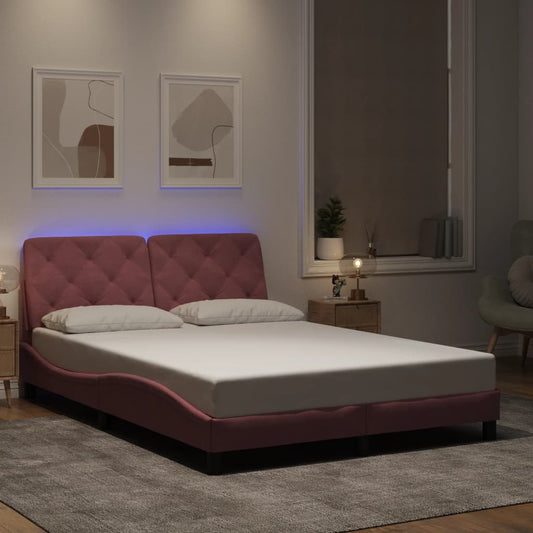 Giroletto con LED senza Materasso Rosa 140x190 cm in Velluto