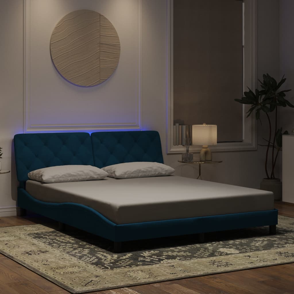 Giroletto con Luci LED Blu 160x200 cm in Velluto