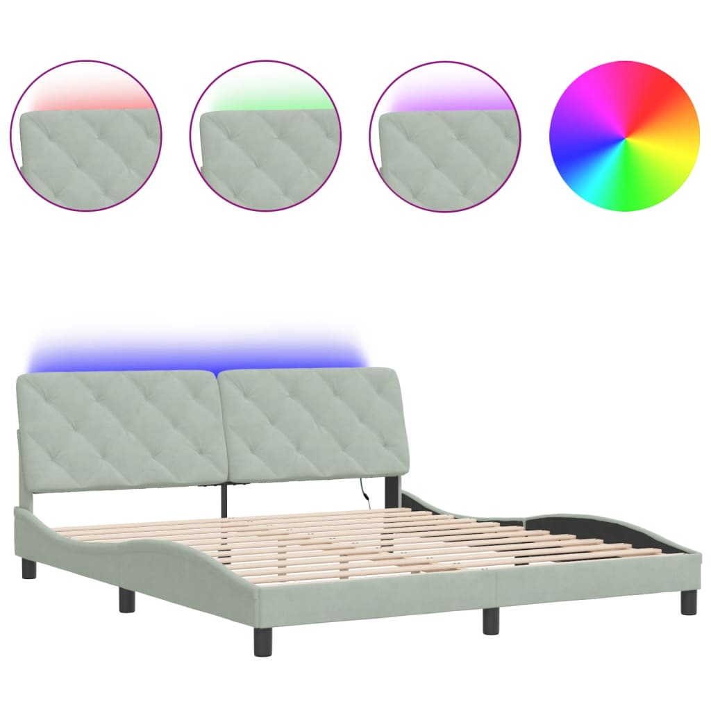 Giroletto con LED senza Materasso Grigio Chiaro 180x200 cm