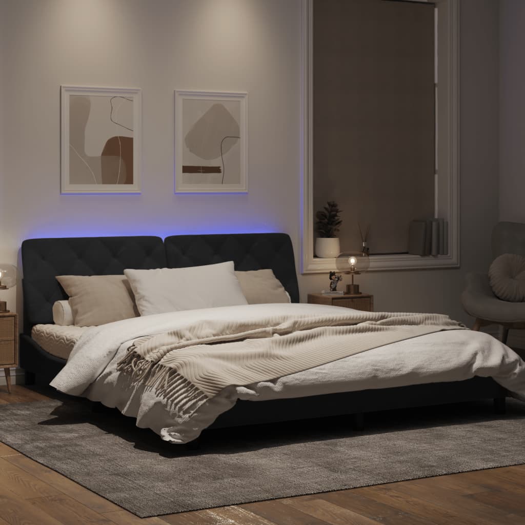 Giroletto con Luci LED Nero 180x200 cm in Velluto - homemem39