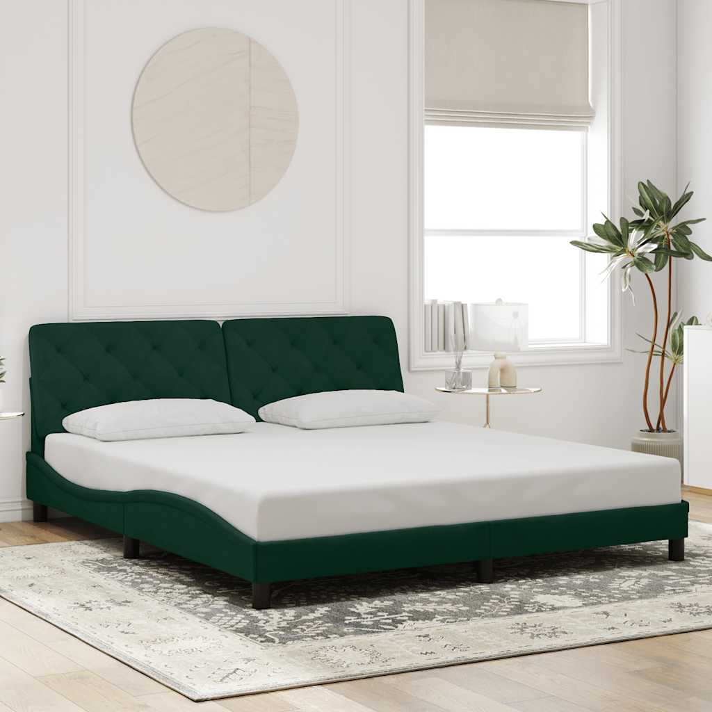 Giroletto con LED senza Materasso Verde Scuro 180x200cm Velluto