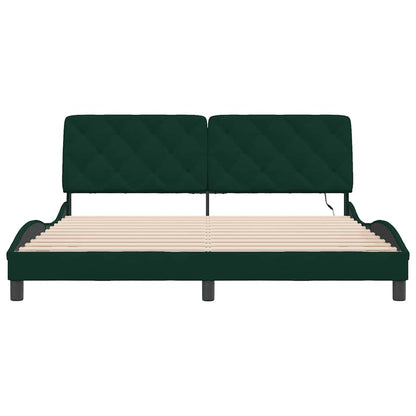 Giroletto con LED senza Materasso Verde Scuro 180x200cm Velluto