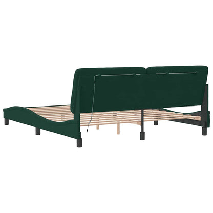 Giroletto con LED senza Materasso Verde Scuro 180x200cm Velluto