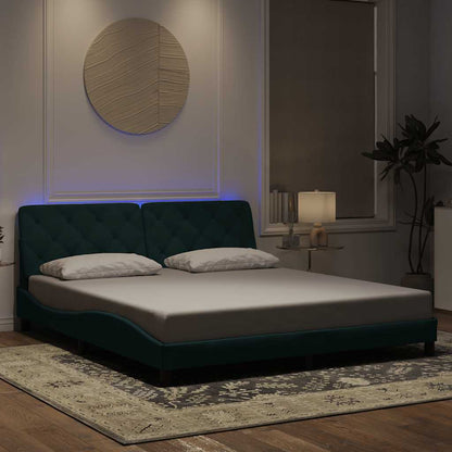 Giroletto con LED senza Materasso Verde Scuro 180x200cm Velluto