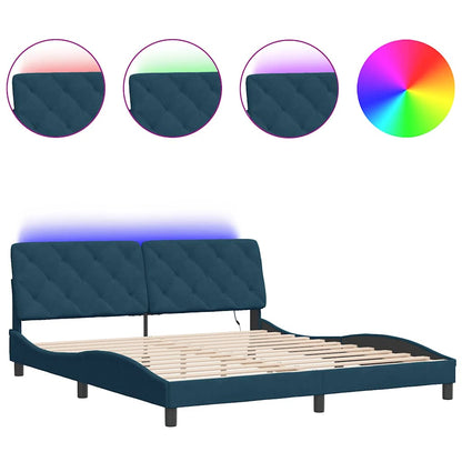 Giroletto con LED senza Materasso Blu 180x200 cm in Velluto