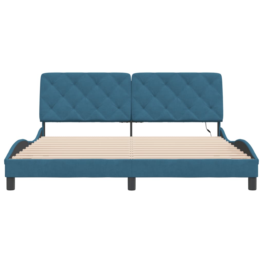 Giroletto con LED senza Materasso Blu 180x200 cm in Velluto - homemem39