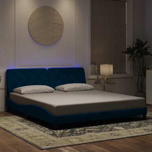 Giroletto con LED senza Materasso Blu 180x200 cm in Velluto