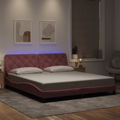 Giroletto con LED senza Materasso Rosa 180x200 cm in Velluto