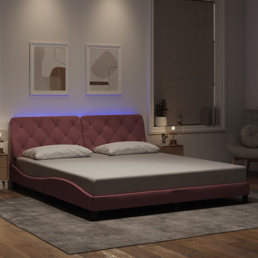 Giroletto con LED senza Materasso Rosa 180x200 cm in Velluto