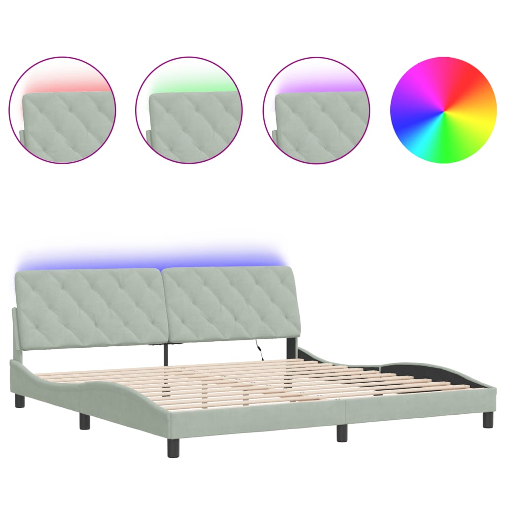 Giroletto con LED senza Materasso Grigio Chiaro 200x200 cm
