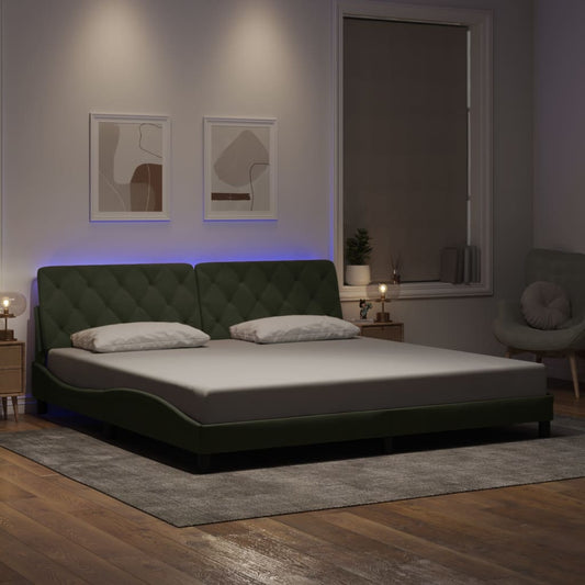 Giroletto con LED senza Materasso Grigio Chiaro 200x200 cm in Velluto - homemem39