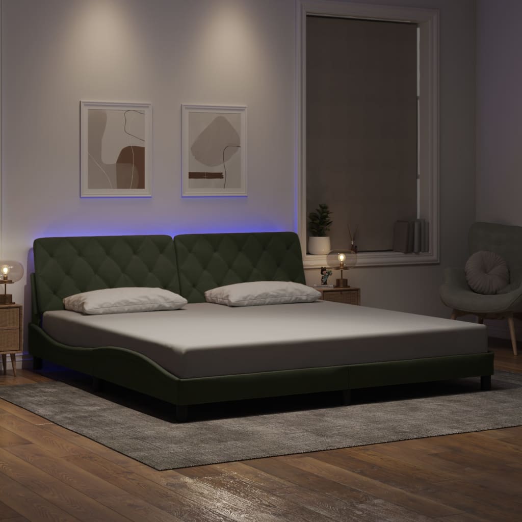 Giroletto con LED senza Materasso Grigio Chiaro 200x200 cm