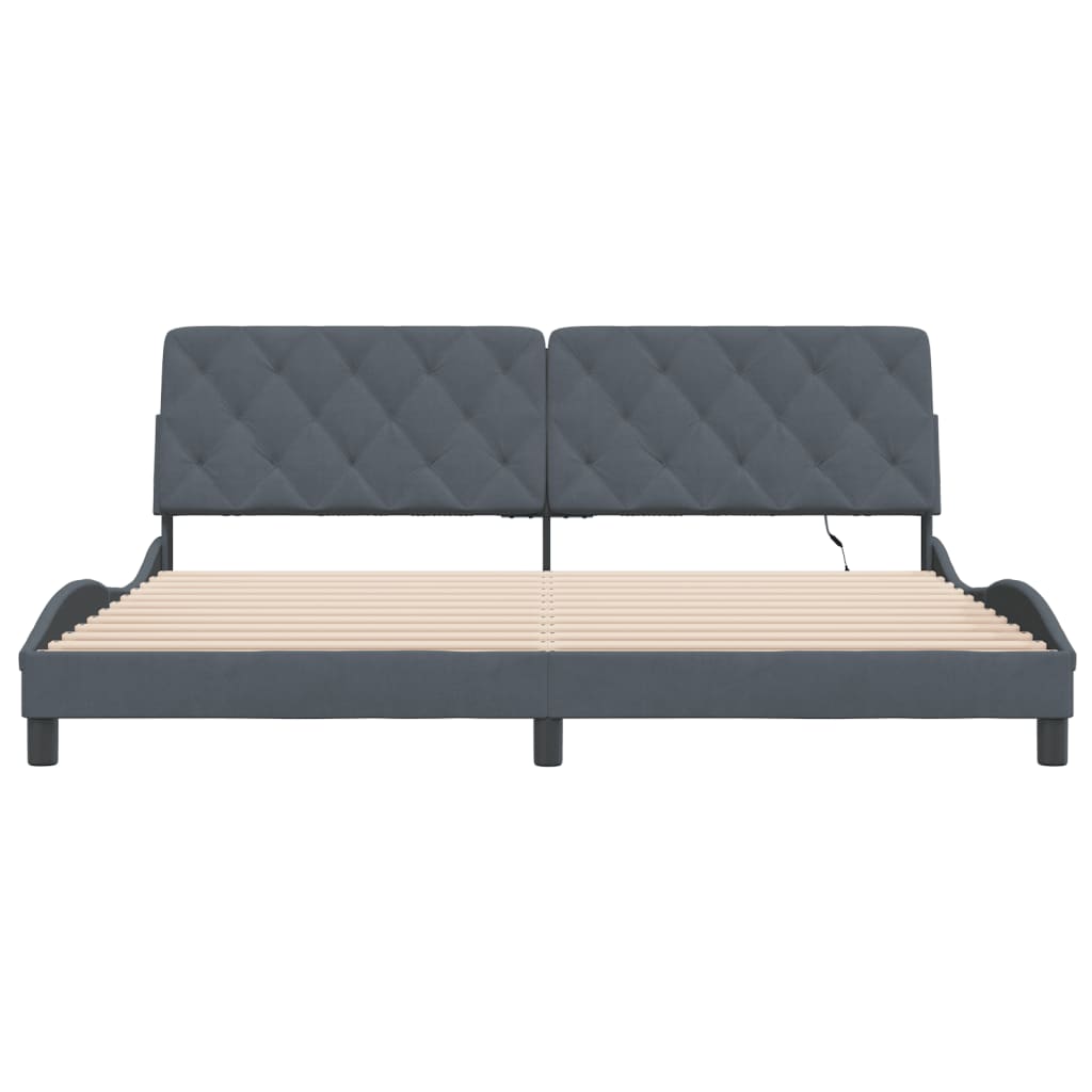 Giroletto con LED senza Materasso Grigio Scuro 200x200 cm
