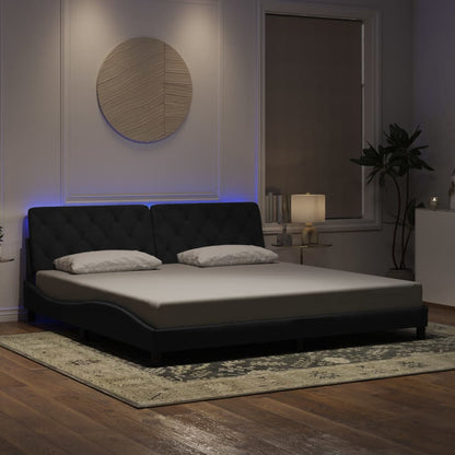 Giroletto con LED senza Materasso Nero 200x200 cm in Velluto - homemem39
