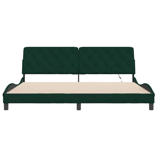 Giroletto con LED senza Materasso Verde Scuro 200x200cm Velluto