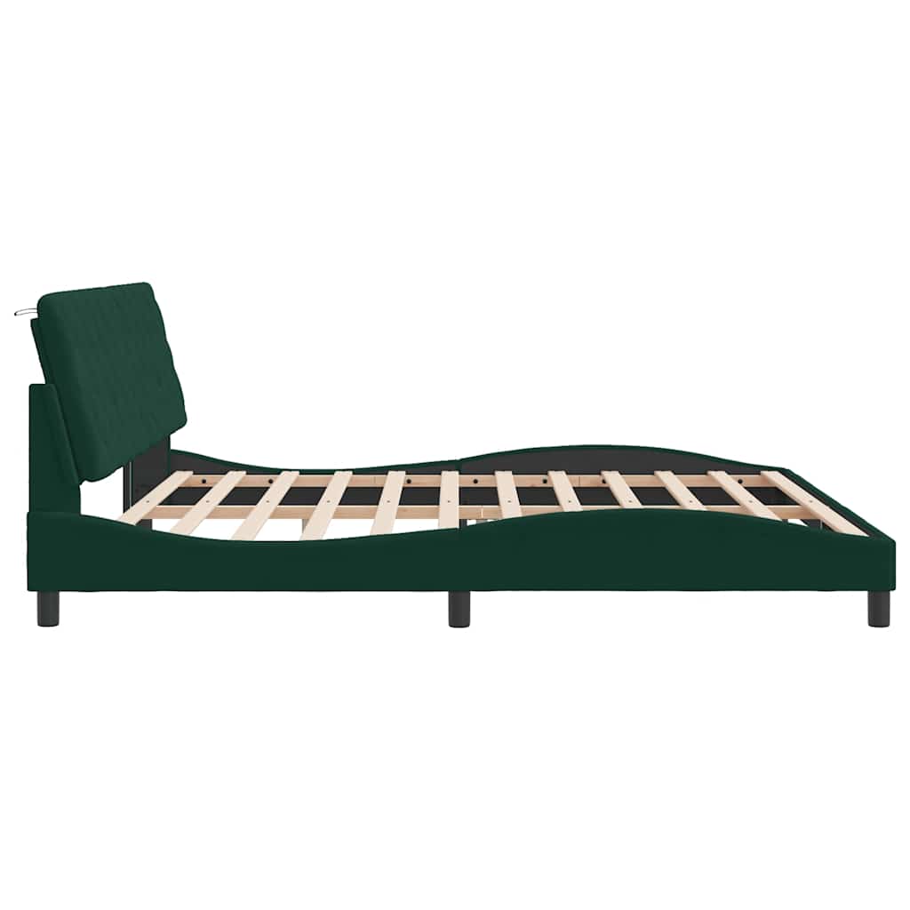 Giroletto con LED senza Materasso Verde Scuro 200x200cm Velluto
