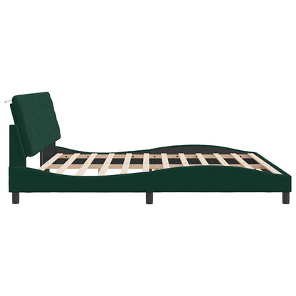 Giroletto con LED senza Materasso Verde Scuro 200x200cm Velluto