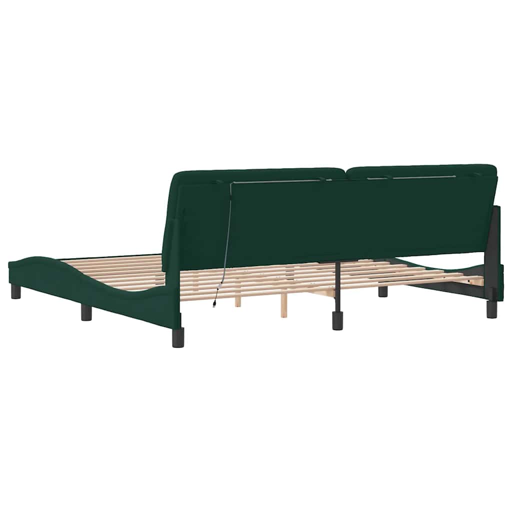 Giroletto con LED senza Materasso Verde Scuro 200x200cm Velluto
