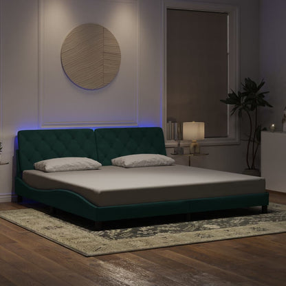Giroletto con LED senza Materasso Verde Scuro 200x200 cm in Velluto - homemem39