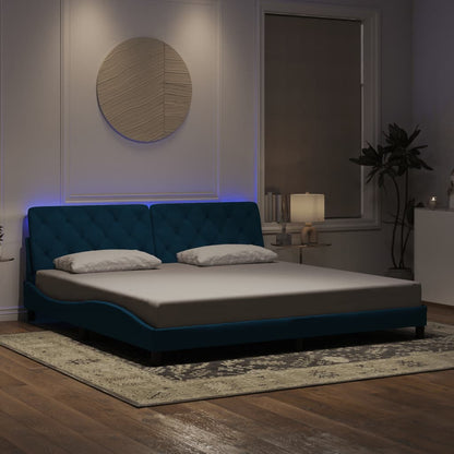 Giroletto con LED senza Materasso Blu 200x200 cm in Velluto - homemem39