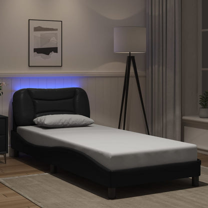 Bed frame with LED lights Black 80x200 cm in imitation leather